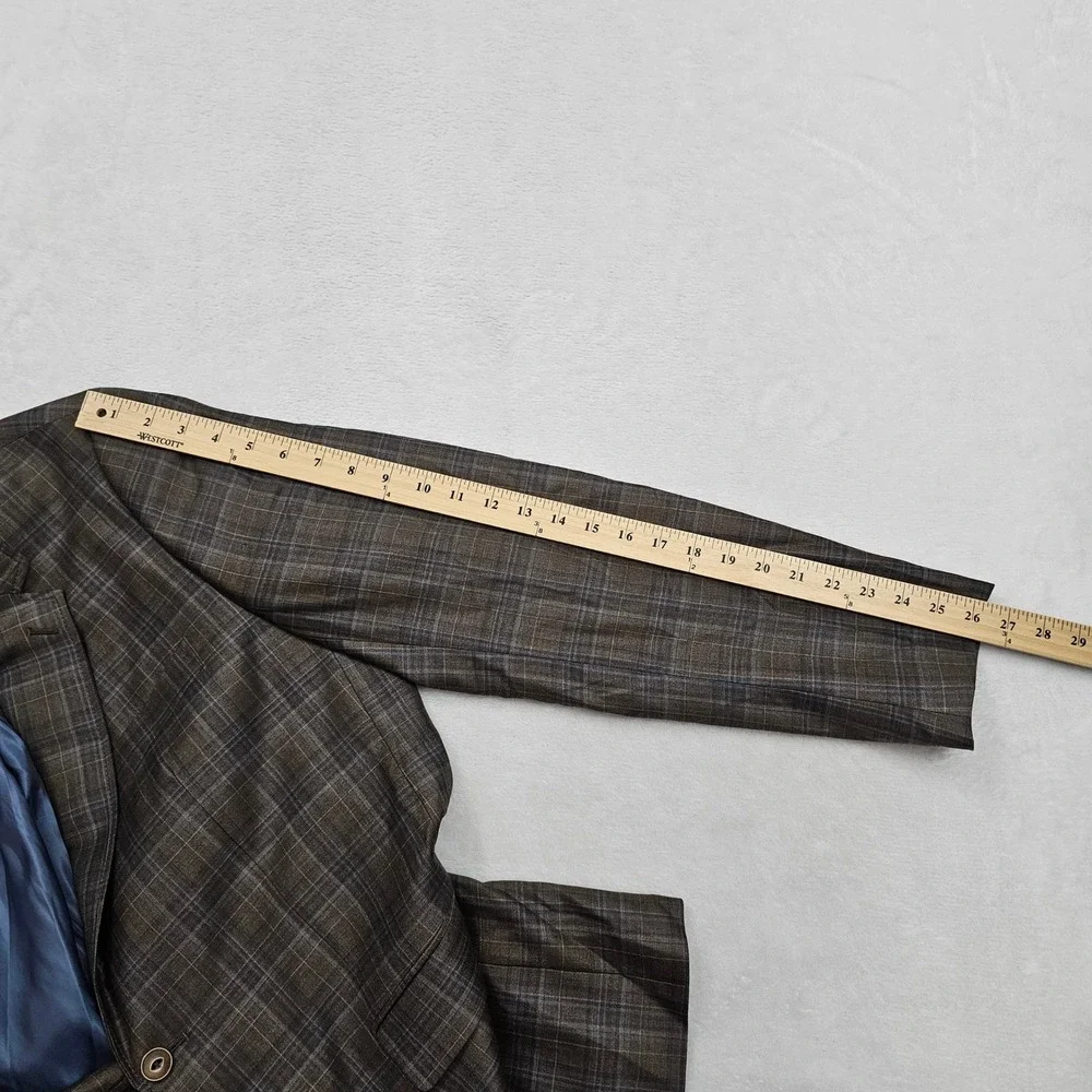 UNTUCKit Blazer Mens 44R Brown Plaid Wool Reda Italian Carrington Dark Academia